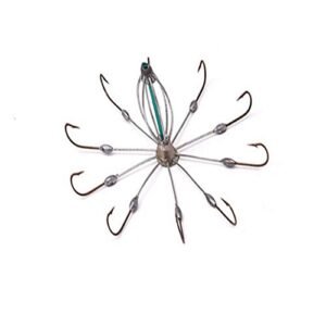 Carbon Steel Crab Fishing Hook - 10 Hooks with Bait Cage Holder