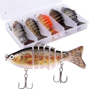 Futaba Multi Jointed Bass Lure with Floating Rotating Tail Fishing Lure Kit - Pack of 6