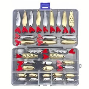 Futaba Fishing Spoons Lure Bass Spoons Spinners Bait Metal Tackle Set - 35 Pcs