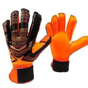 Futaba Football Goalkeeper Gloves with Flexible Finger Guard, Strong Grip - Orange - Size 8