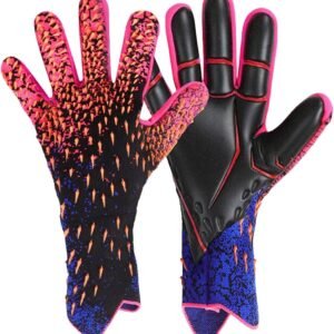 Professional Goalkeeping GlovesFutaba with Strong Grip & Excellent Protection, Non Slip Wear-Resistant Goalie Gloves - Pink and Blue - Size 7