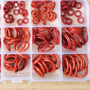 Futaba Silicone Rubber O-Ring Assortment Metric VMQ Sealing Gasket Kit - 225 Pieces - Red